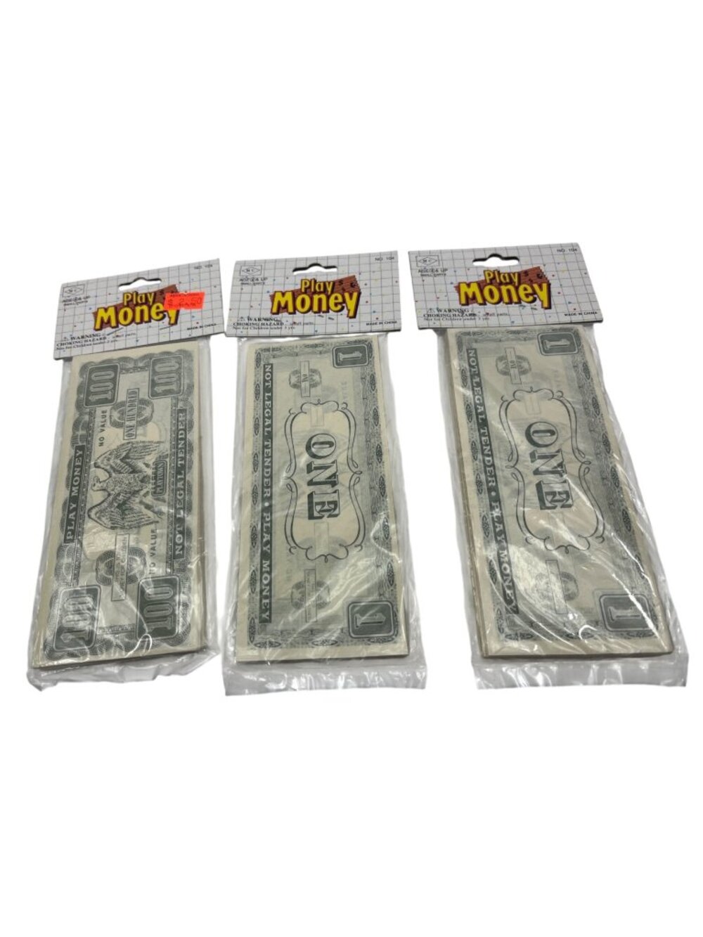 Play Money Bills Set Of 3 Packs - $1 & $100 Notes - Kids Roleplay & Games 1v